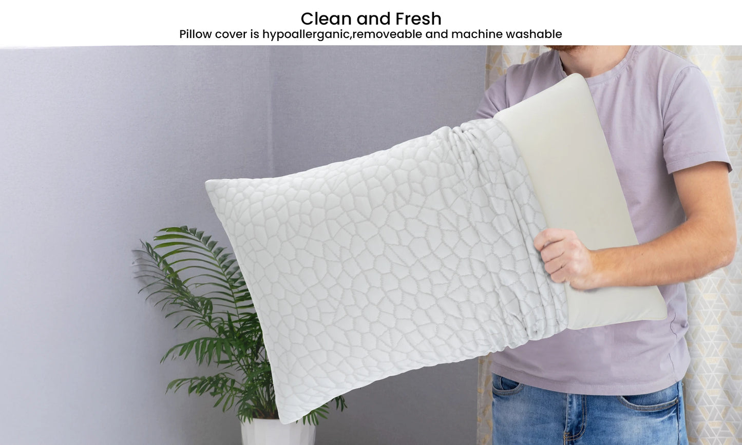 Shredded Memory Foam Pillows 2 Pack With Washable Covers