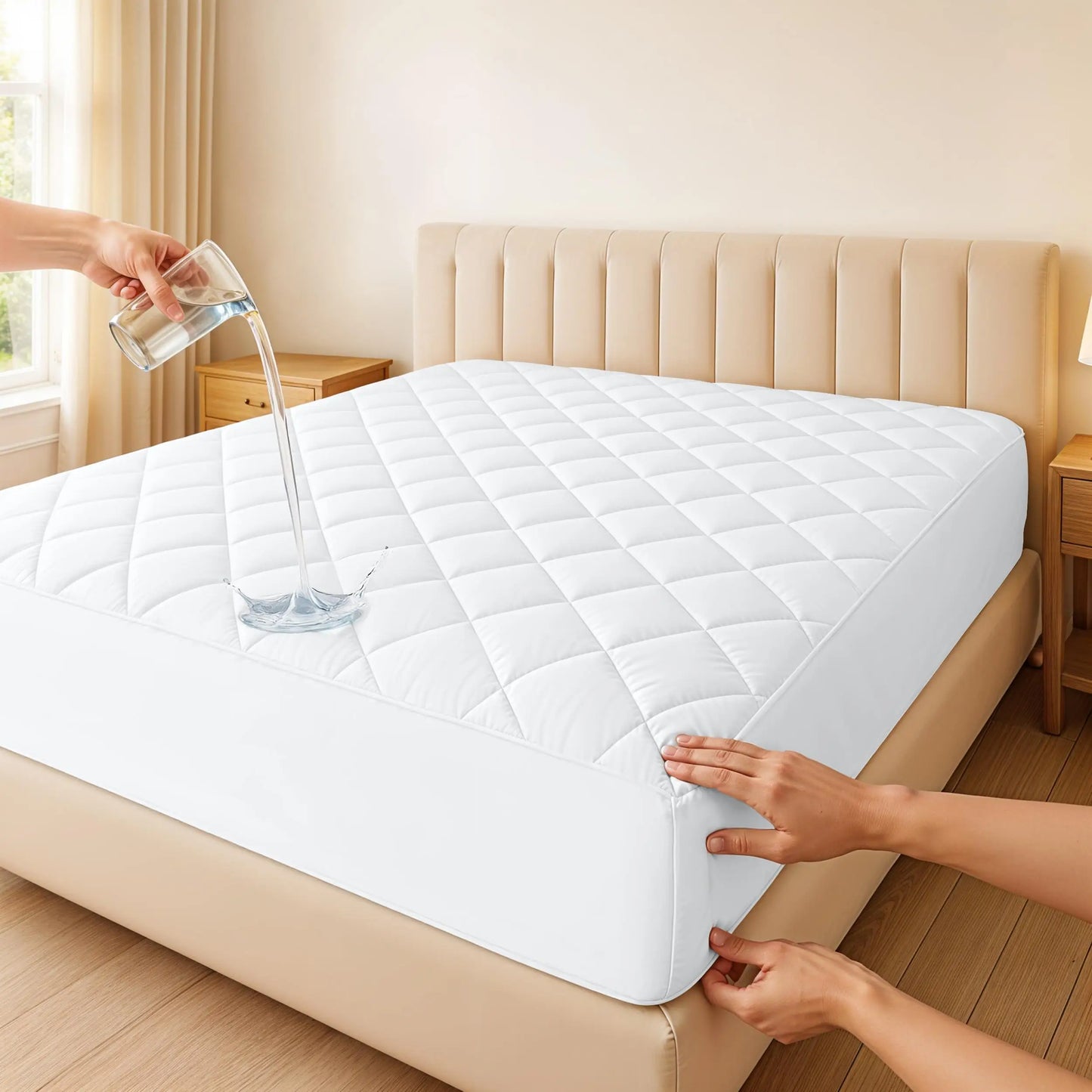 Lux Decor Quilted Mattress Pad With Elastic Fitted Cover