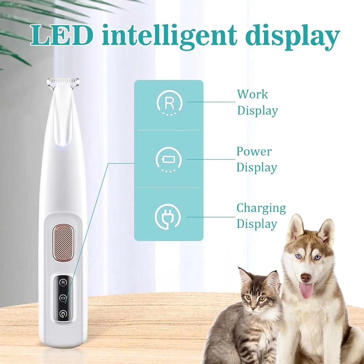 Paw Trimmer For Cats And Dogs Rechargeable Grooming Clippers LED