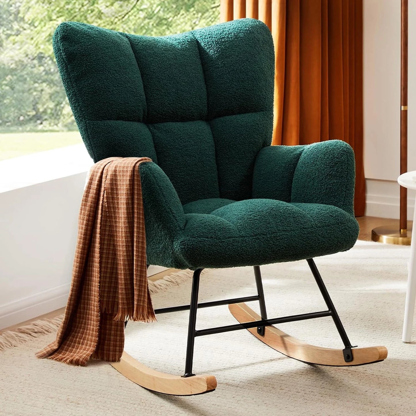 Studyset Modern Upholstered Nursery Rocking Chair With Side Pocket