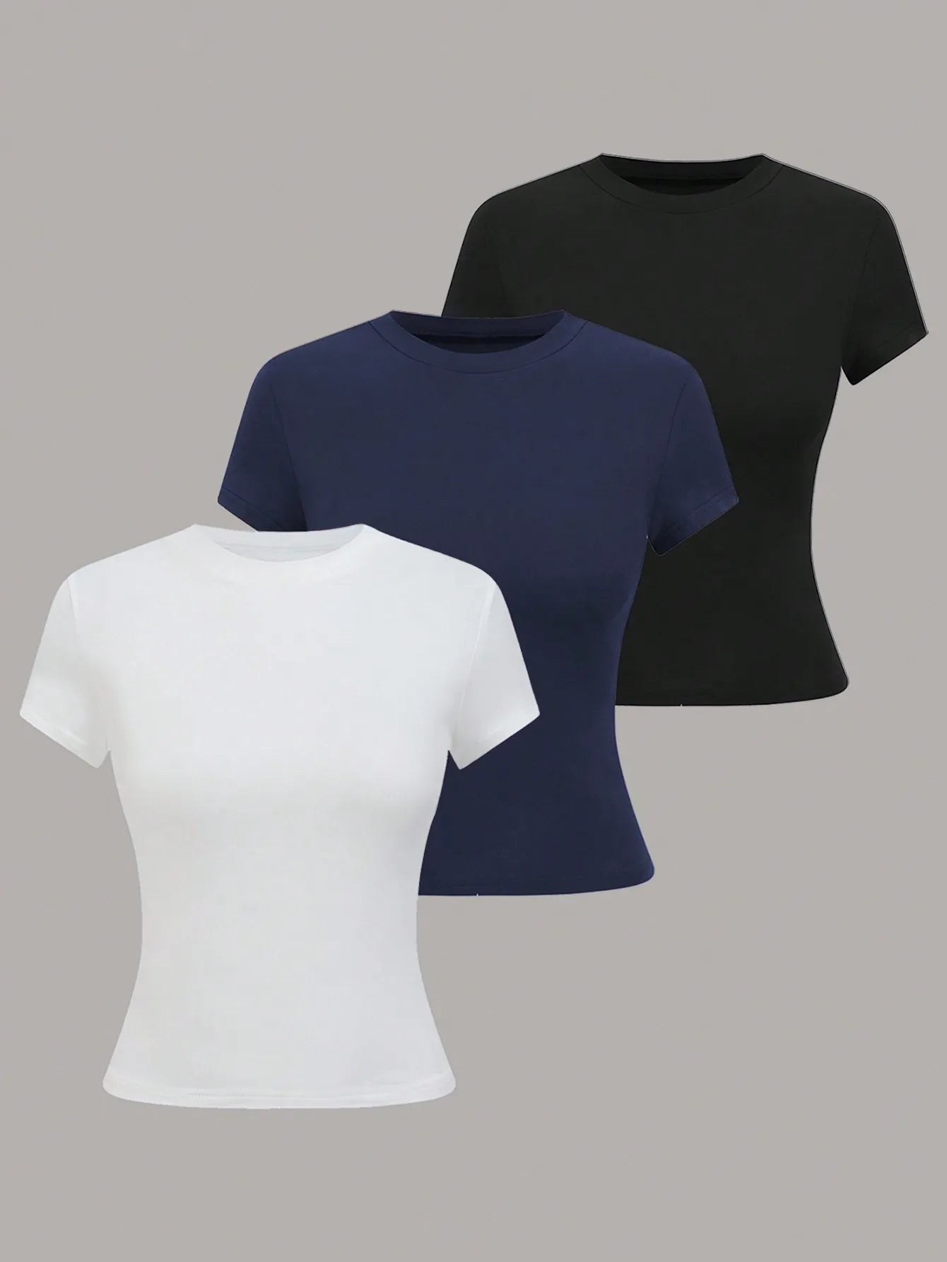 Women's Short Sleeve Knit T Shirt With Elastic Fabric