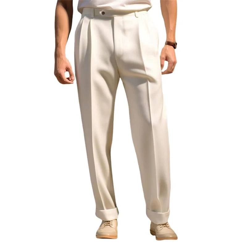 Hirigin Men's Classic Business Casual Suit Pants With Hemmed Bottoms
