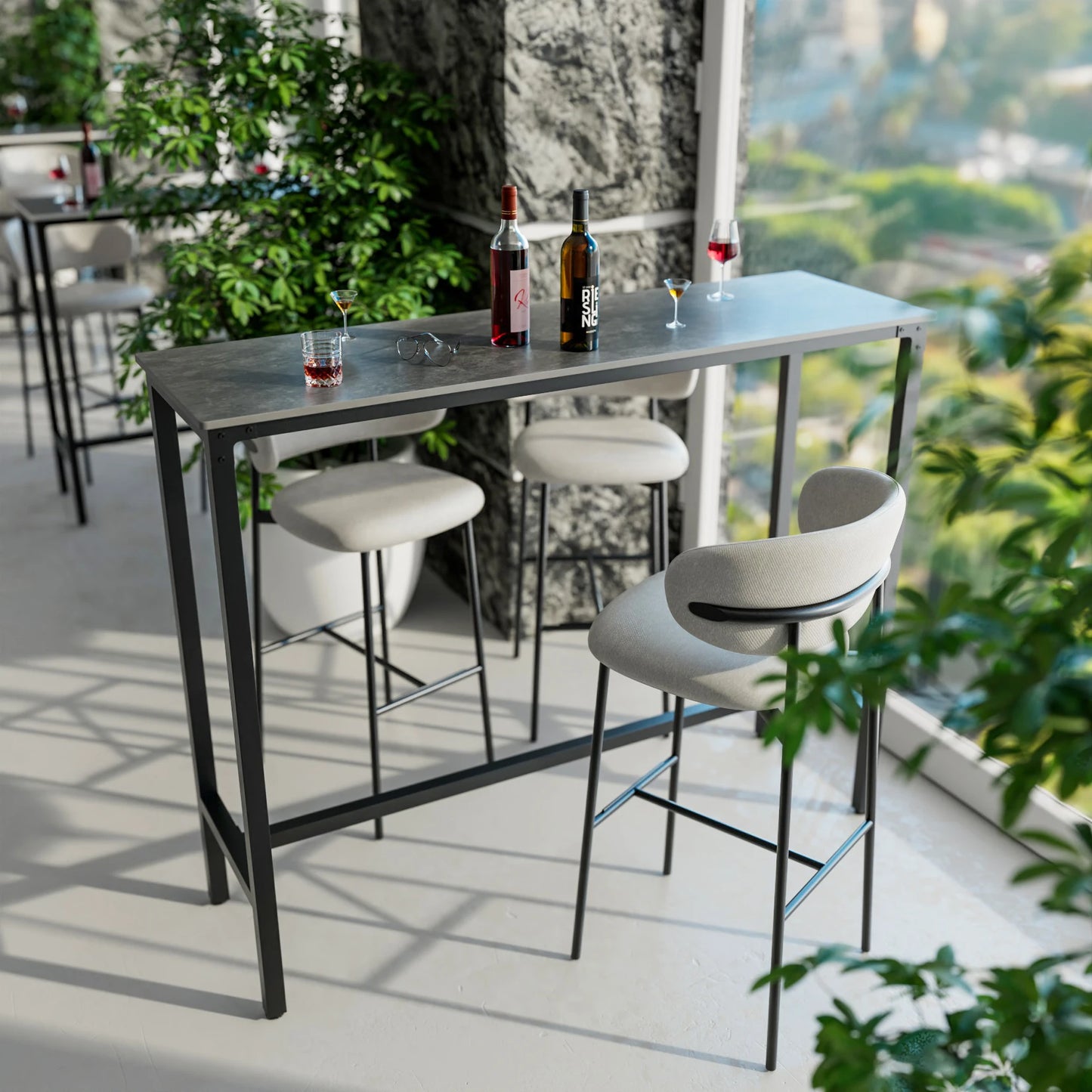 Wisfor Sintered Stone Counter Height Dining Table With Metal Frame