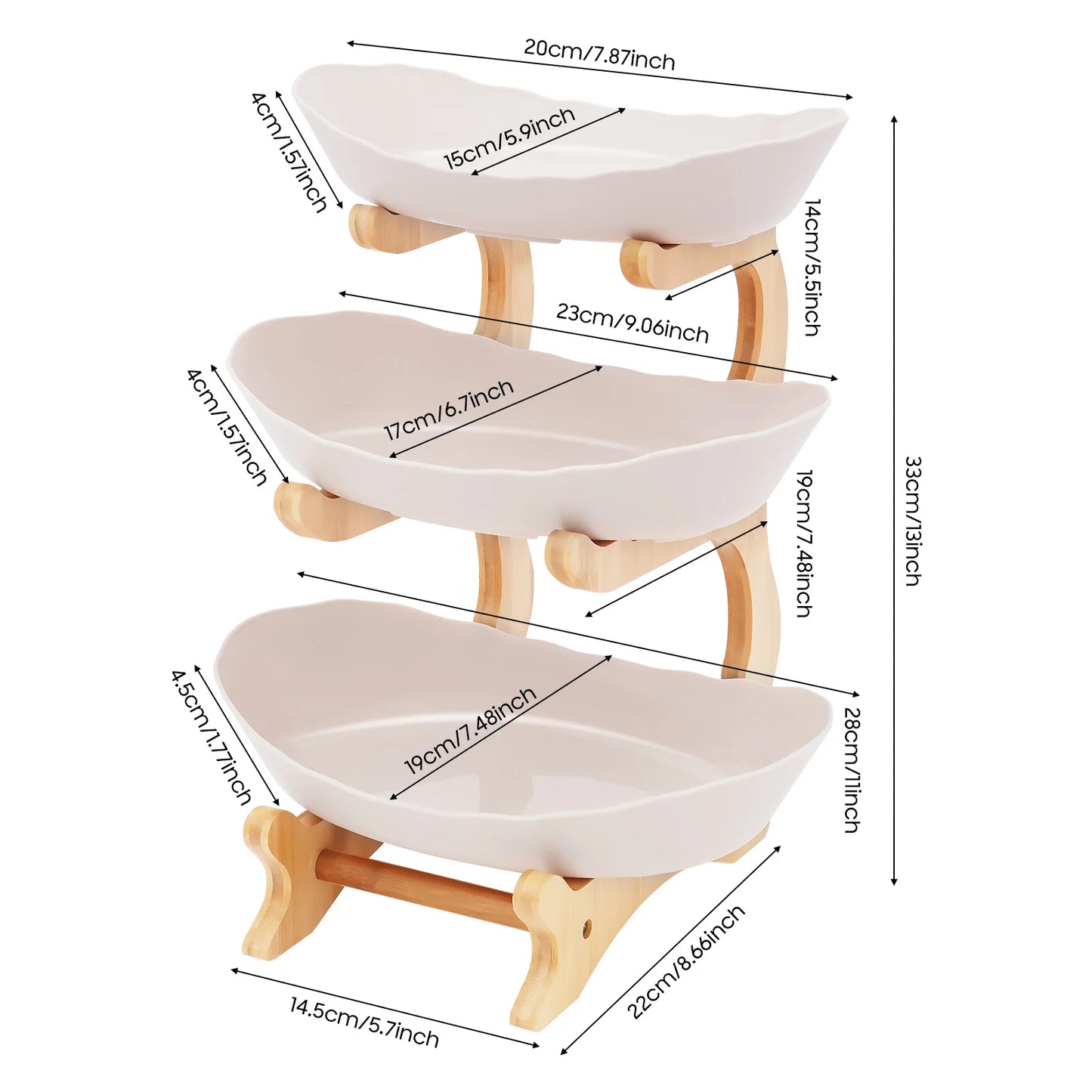 3-Tier Tray with Bamboo Stand
