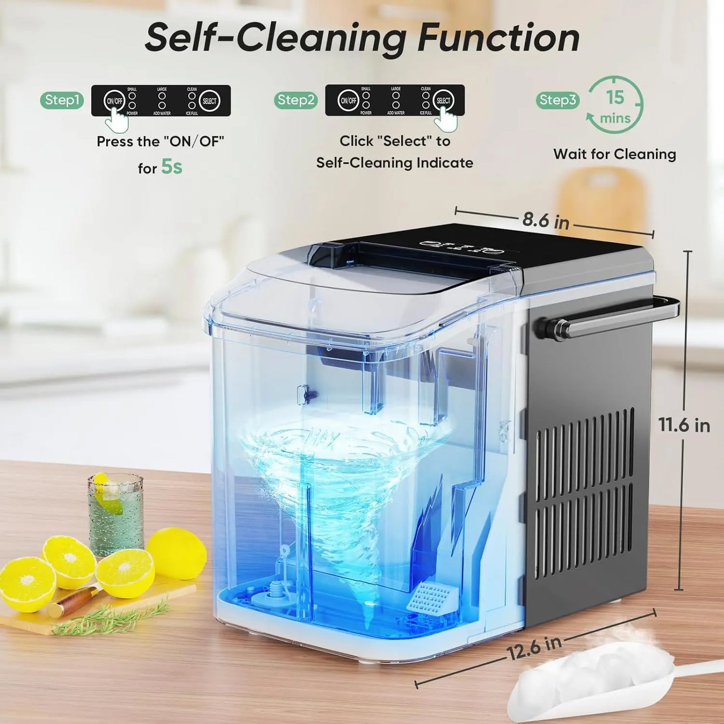 Compact Portable Countertop Ice Maker 26 Lbs Per 24 Hours