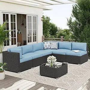 Outdoor Rattan Wicker Patio Sofa Set With Glass Top Table