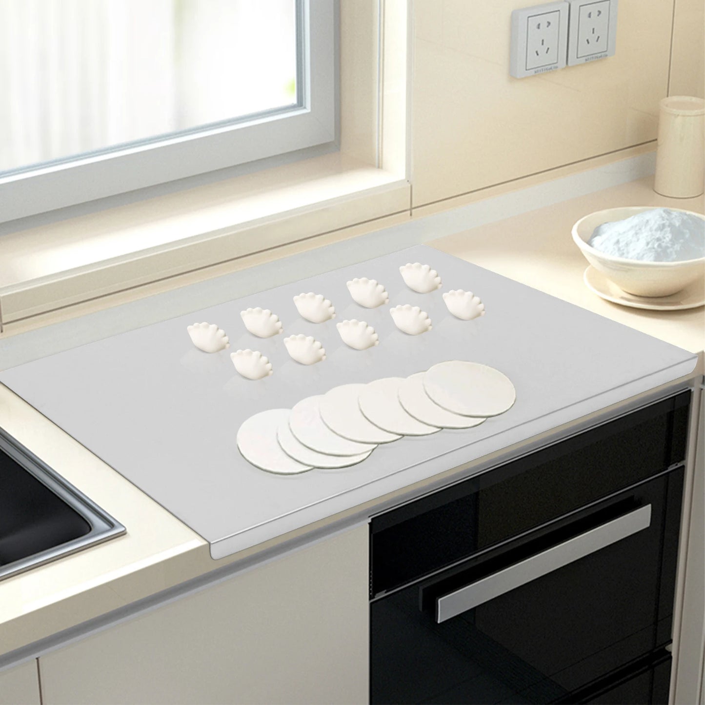 60x50cm Stainless Steel Chopping Board with L-Shaped Folded Edge