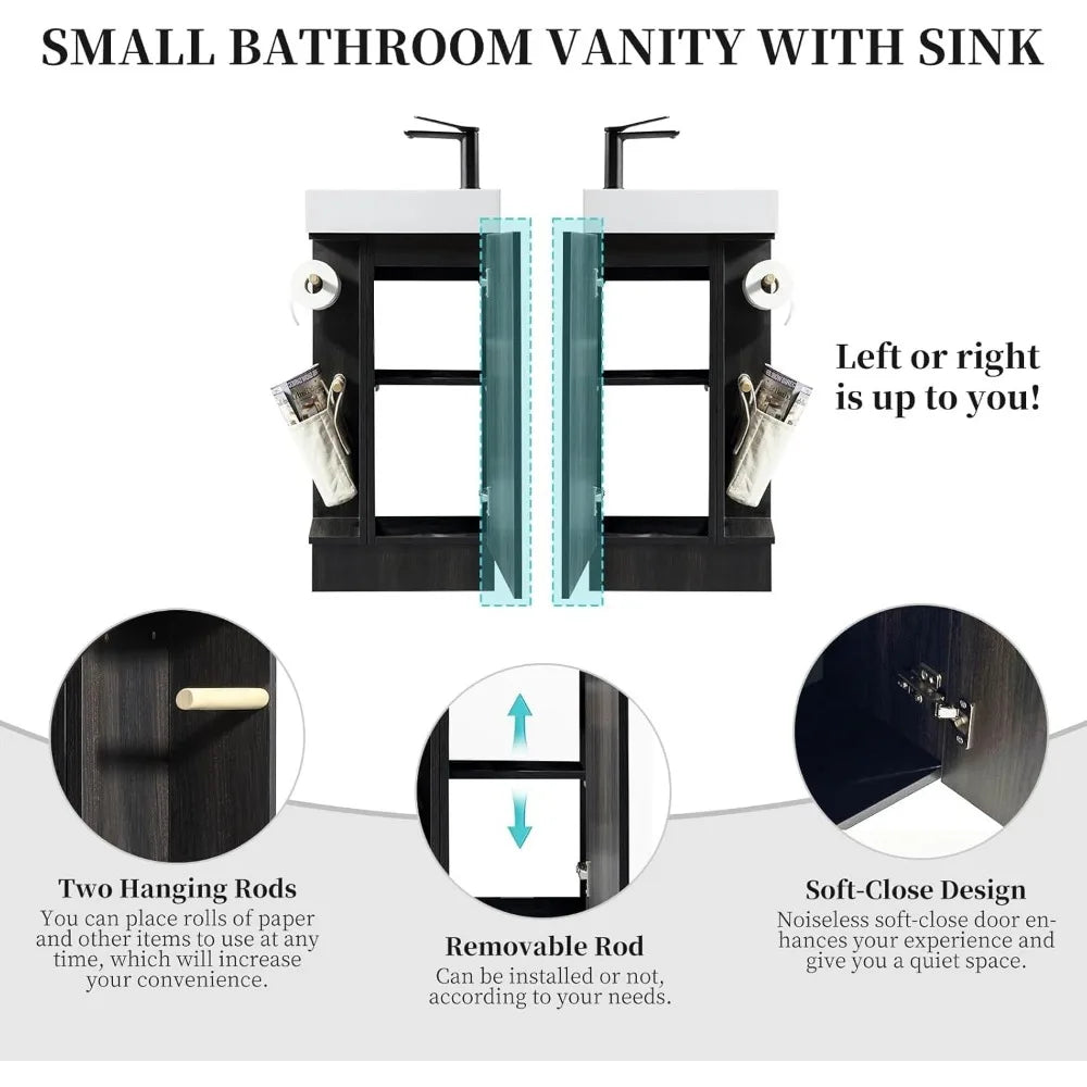 Compact Bathroom Vanity With Sink Self Contained Floor Mount