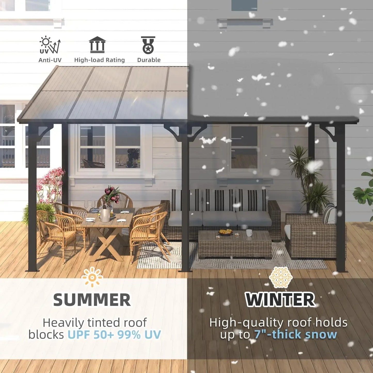 14' X 10' Hard Top Pergola With Roof