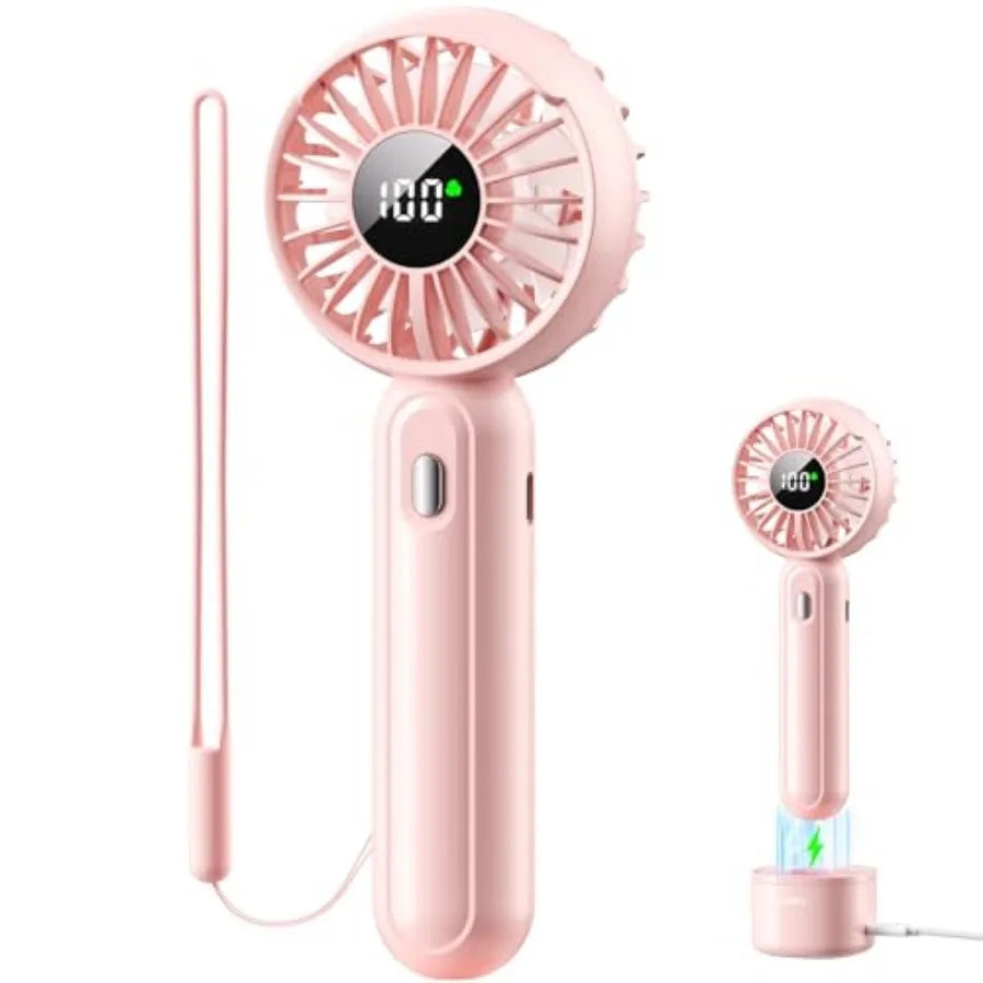 Handheld Fan With Wireless Charging Base Three Speeds