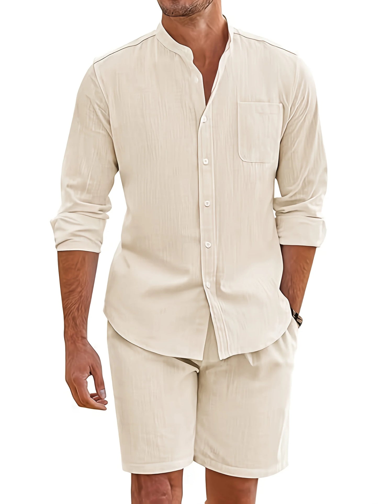 NONECN Men's Summer Two Piece Polyester Casual Beach Wear
