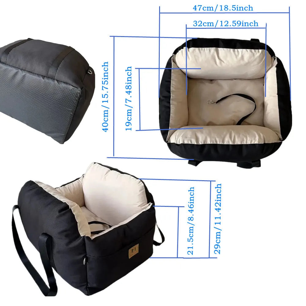 Dog Car Seat with Safety Belt Washable Travel Mattress