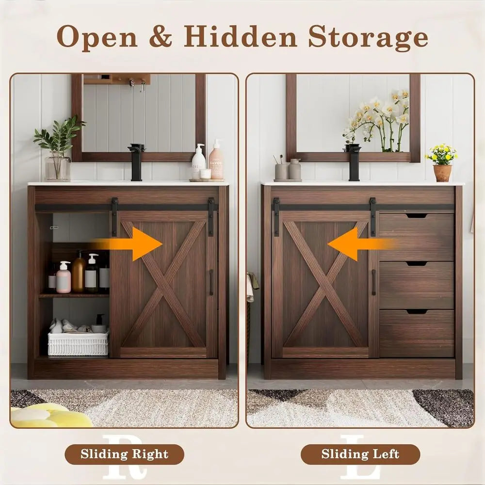 Acrylic Bathroom Vanity With Sink Faucet And Mirror Assembly