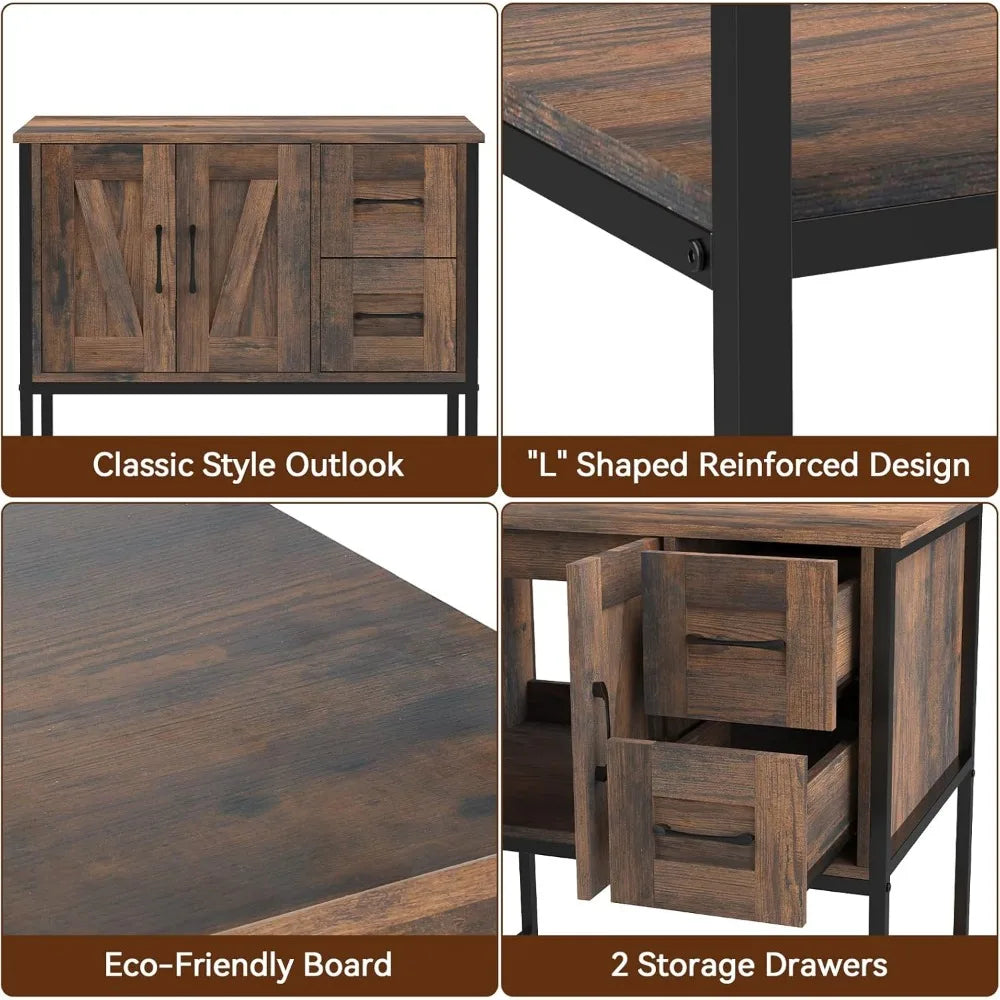 Rustic Farmhouse Vanity Set With Ceramic Sink And Wood Cabinet