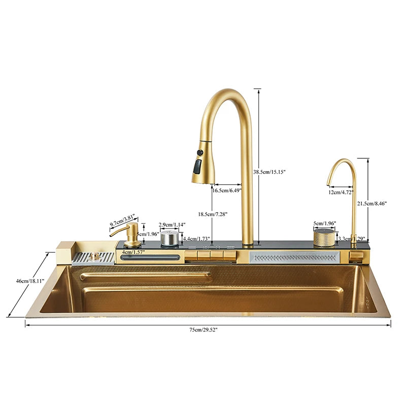 Double Waterfall Stainless Steel Kitchen Sink