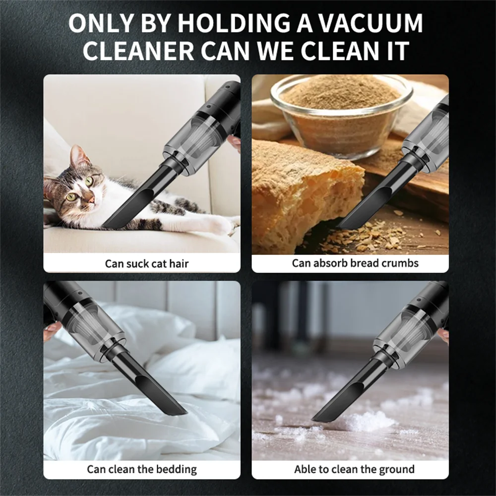 Portable Handheld Vacuum Cleaner For Car And Home With Multifunctional Brush