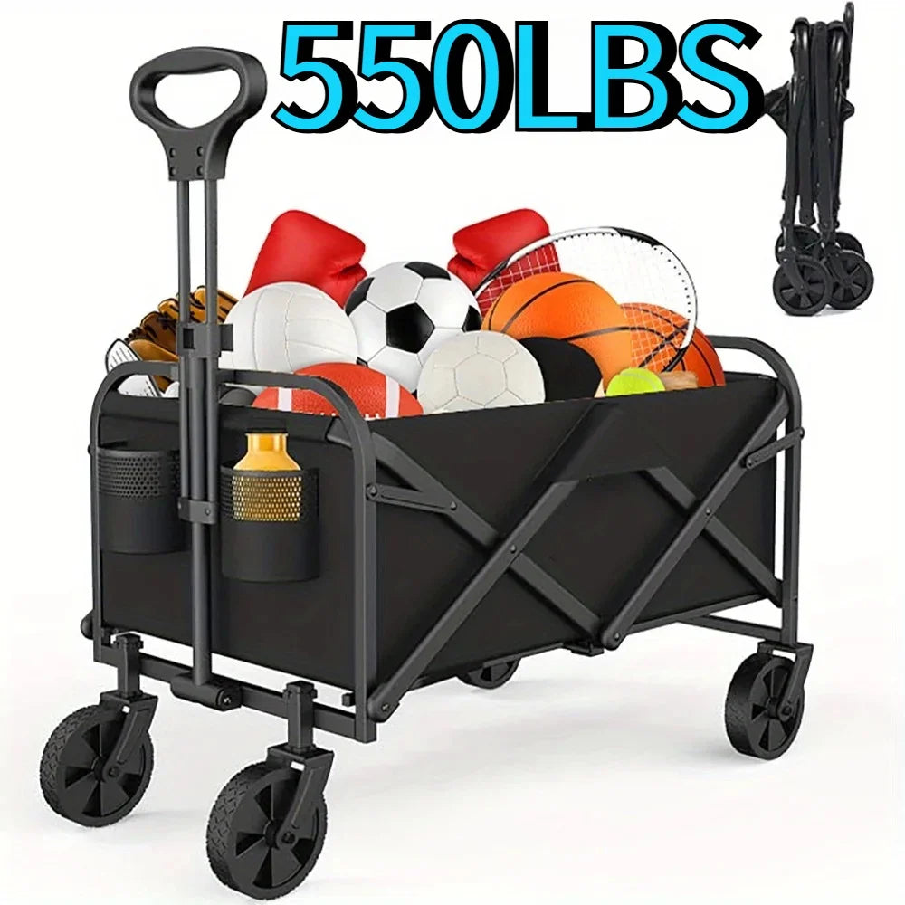 Collapsible Wagon Cart With All Terrain Wheels For Shopping Beach Camping