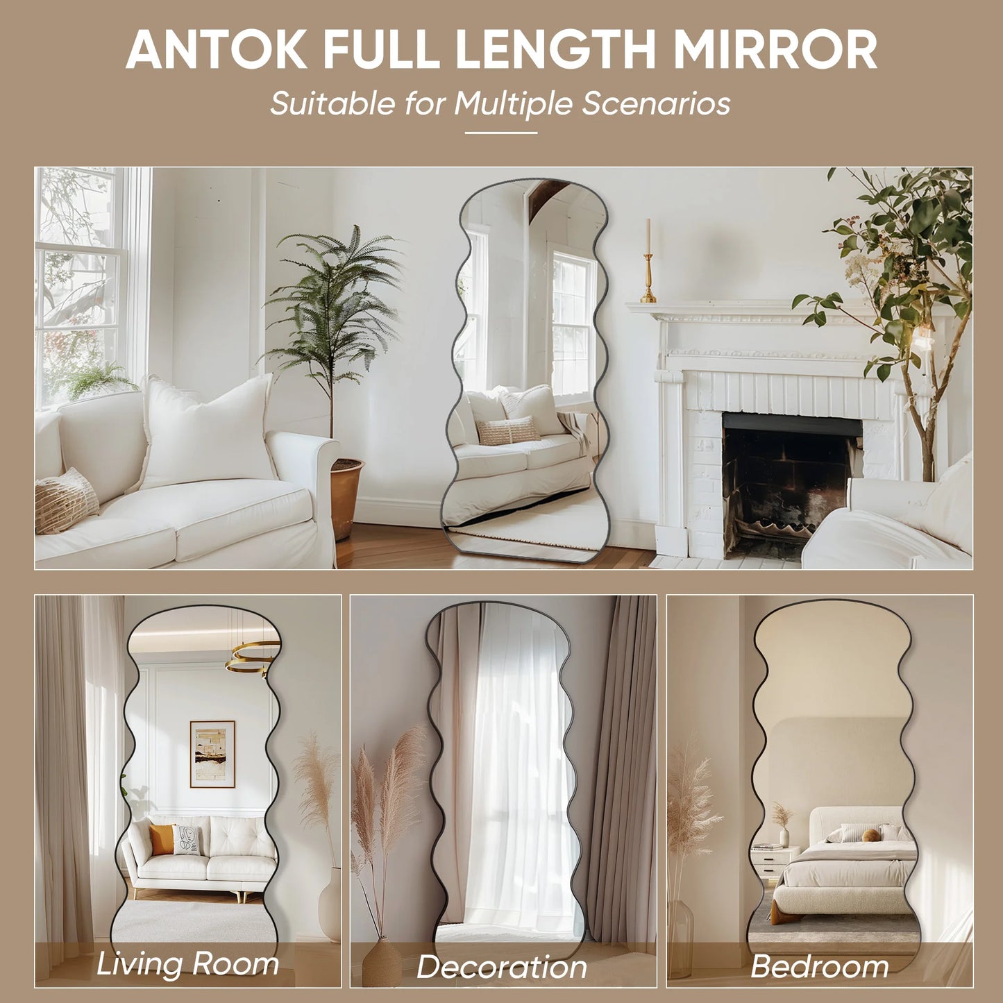 Antok Wavy Mirror With Stand For Bedroom And Living Room