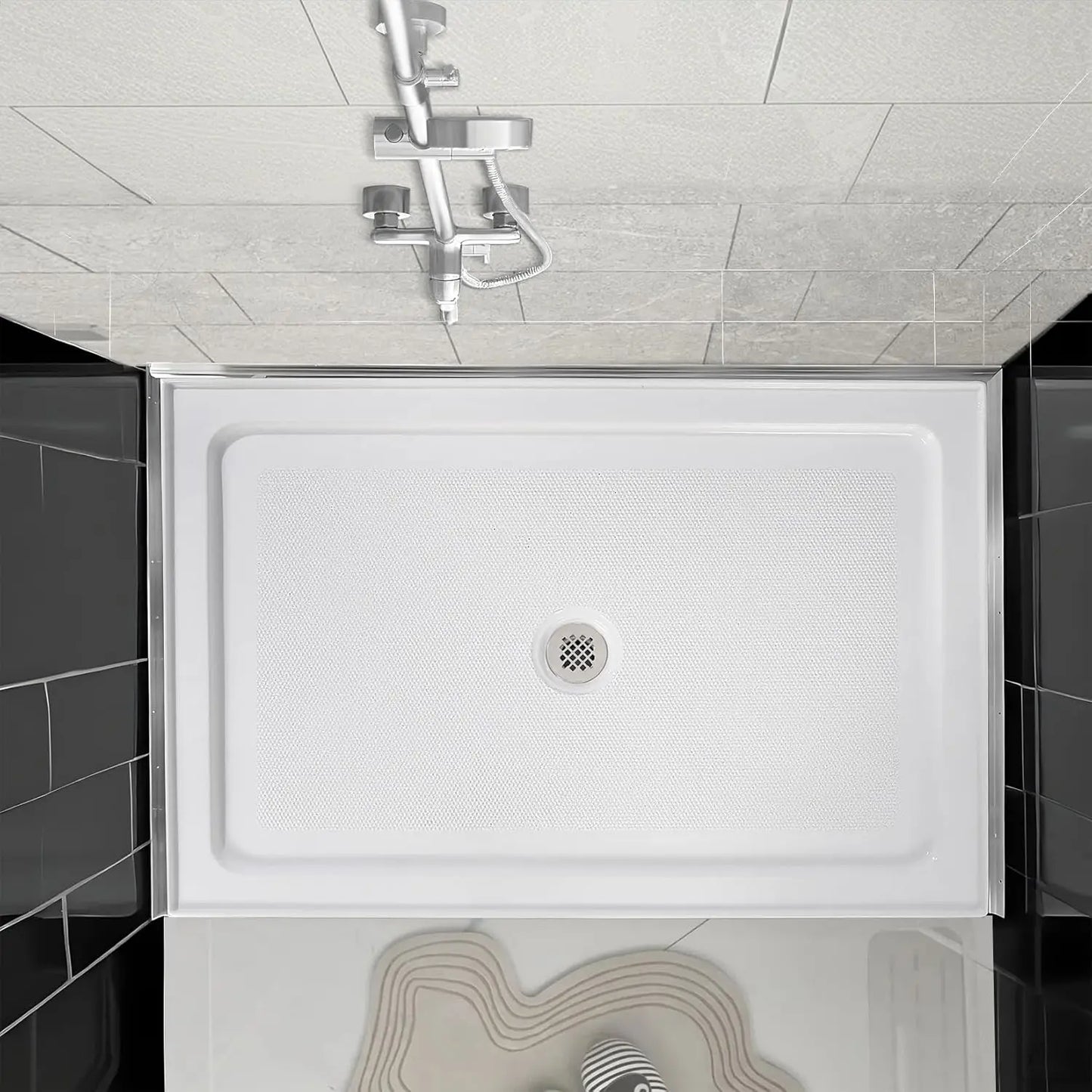 Twister.CK Anti Slip Acrylic Shower Base With Stainless Steel Drain Hair Catcher