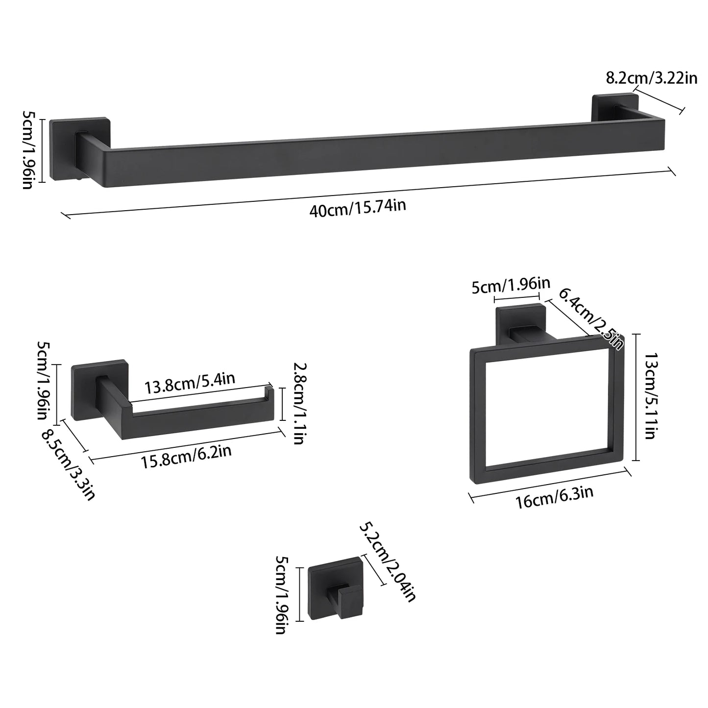 Bathroom Accessories Set Metal Bath Hardware for Home and Hotel