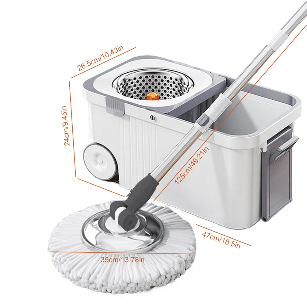 Spin Mop And Bucket Set With 6 Microfiber Refills