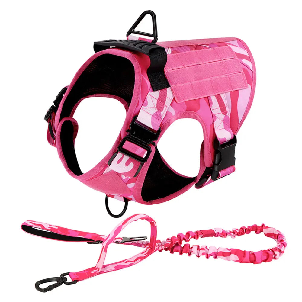 Military Pink Camouflage Dog Harness w/ Leash