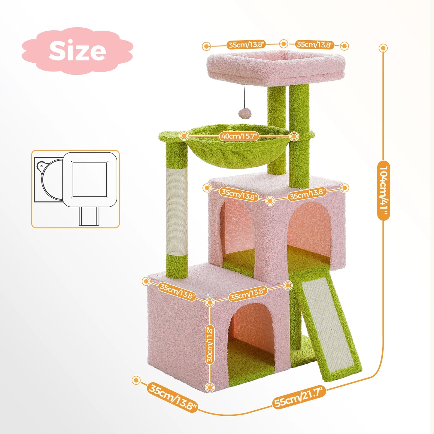 PAWZ Road Cat Tower with Condos and Sisal Scratching Pad