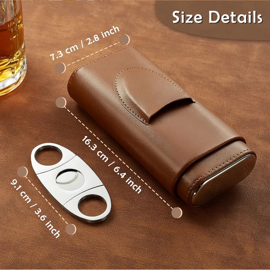 Cedar Wood Cigar Travel Case With Humidor Lined And Cutter