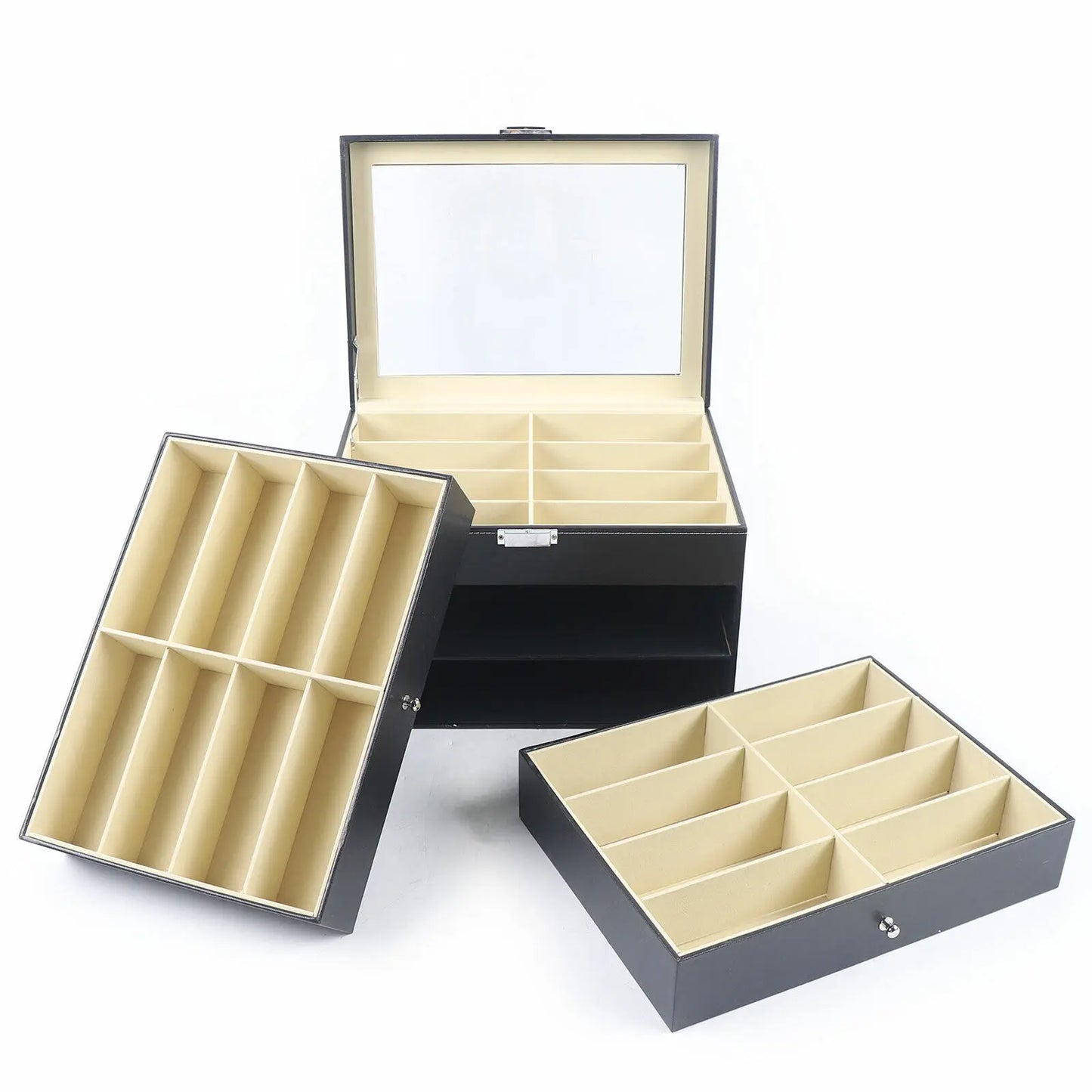PU Leather Sunglasses Display Box With Glass Window