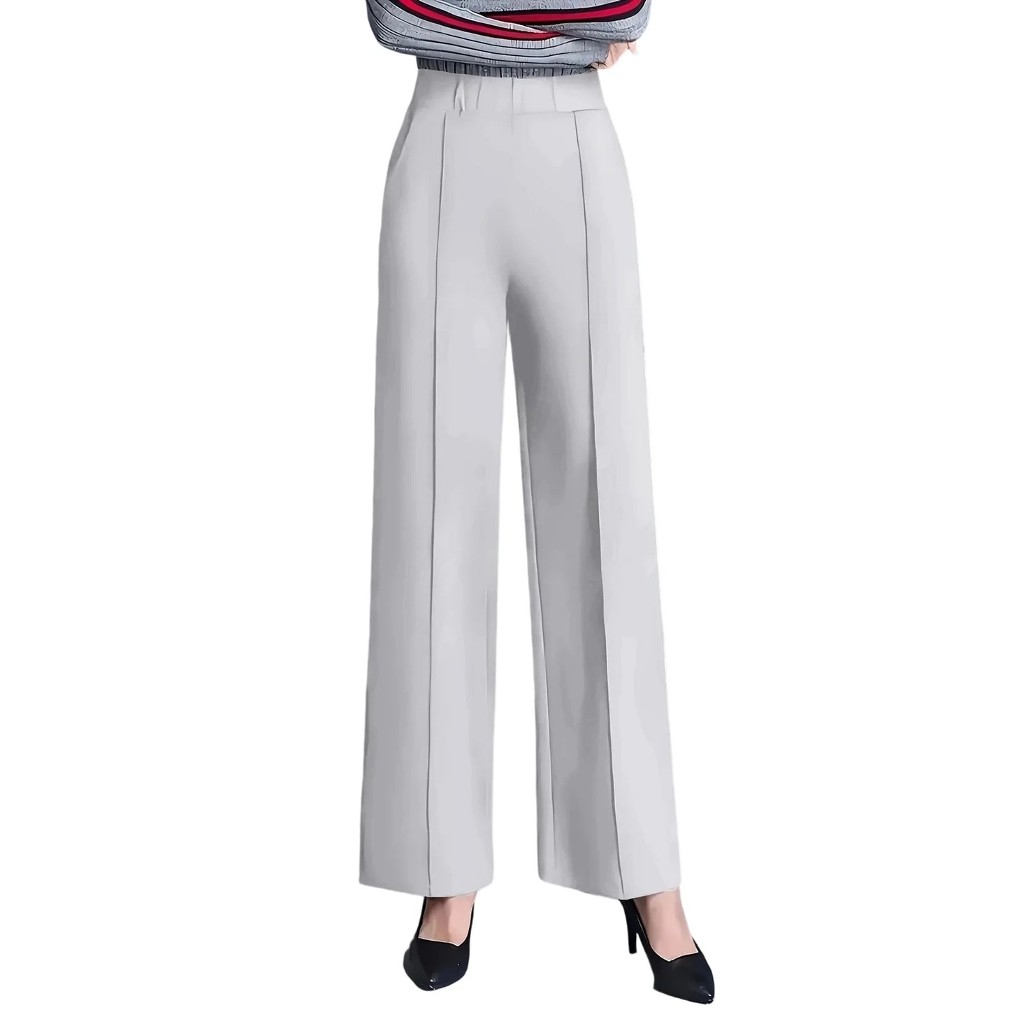 Women's High Waist Straight Leg Pants with Pockets for Business Casual Office Wear