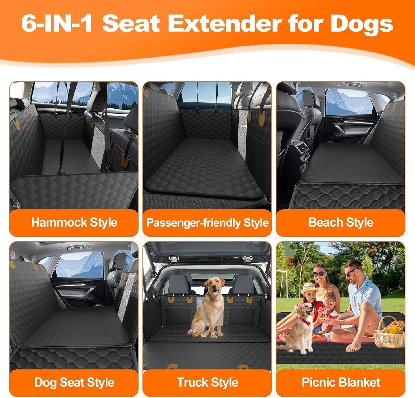 Waterproof Pet Foldable Dog Car Hammock Back Seat Protector