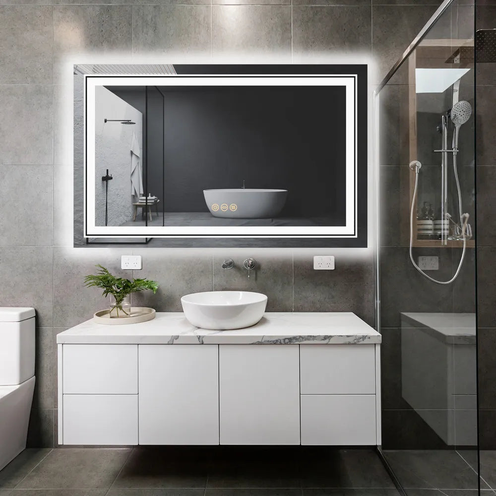 LUVODI Illuminated Bathroom Mirror With 3 Color Lights And Dimming Smart Touch