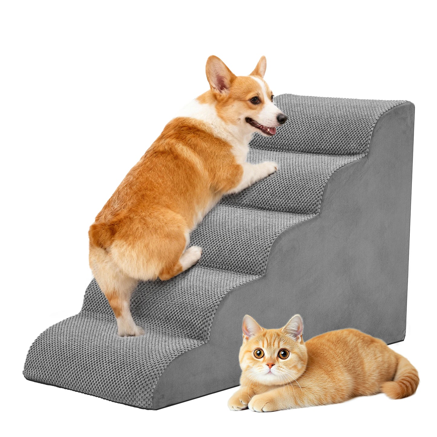 Curved Foam Pet Stairs for Dogs & Cats
