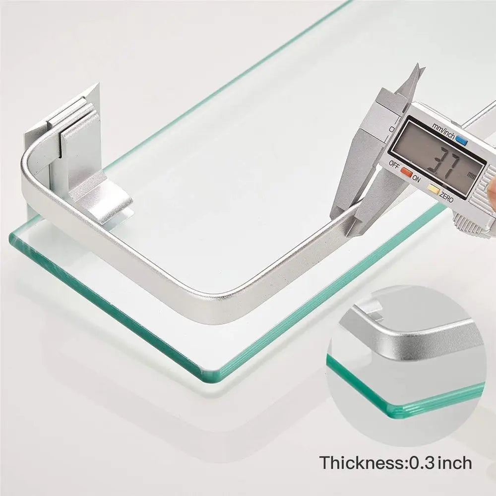 Three Tier Wall Mounted Glass Shelf Organizer for Bathroom