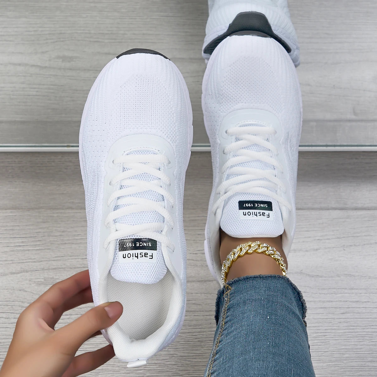 Women Orthopedic Walking Shoes Lace Up Cushioned Insole