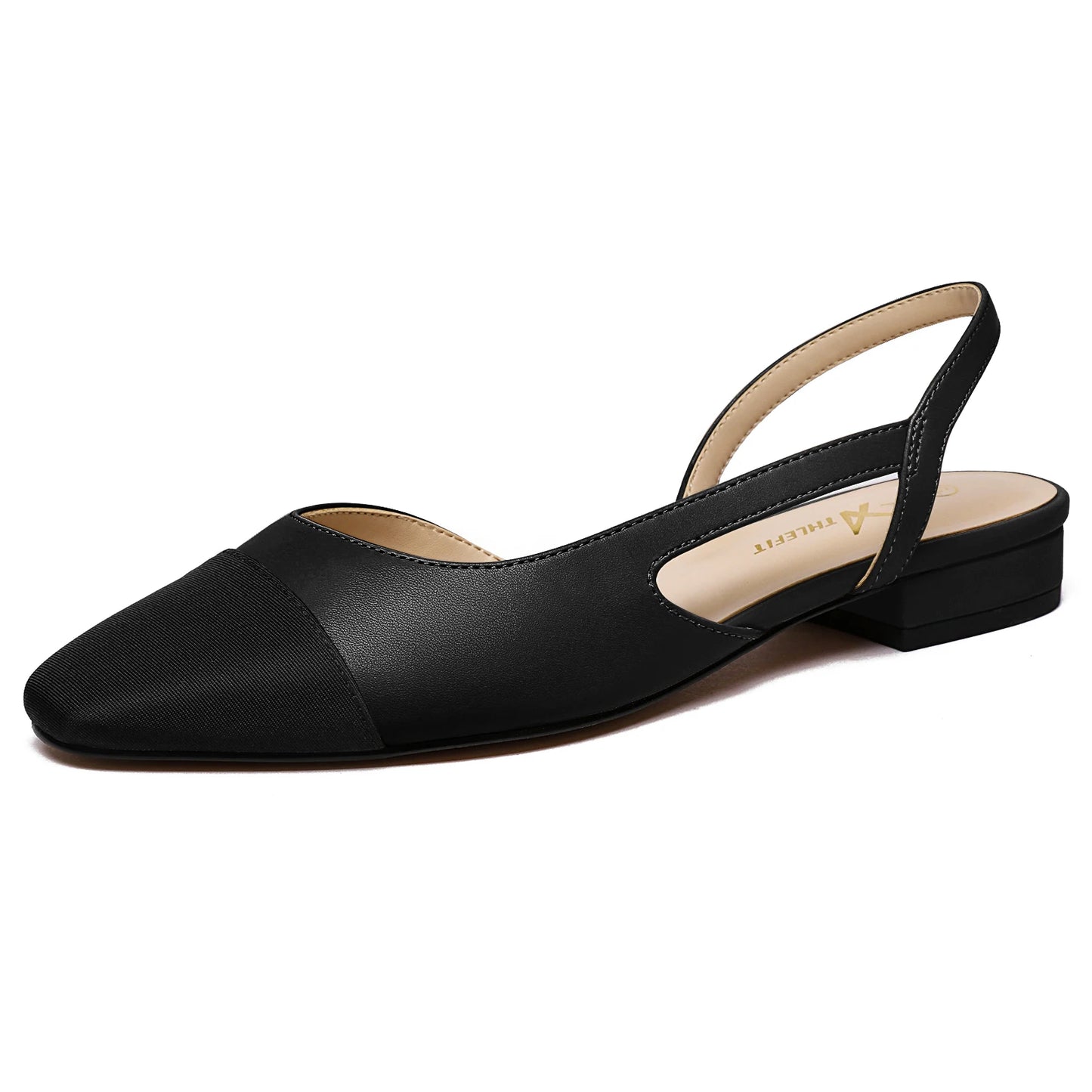 Women Slingback Flats Square Pointed Toe Two Tone Flats