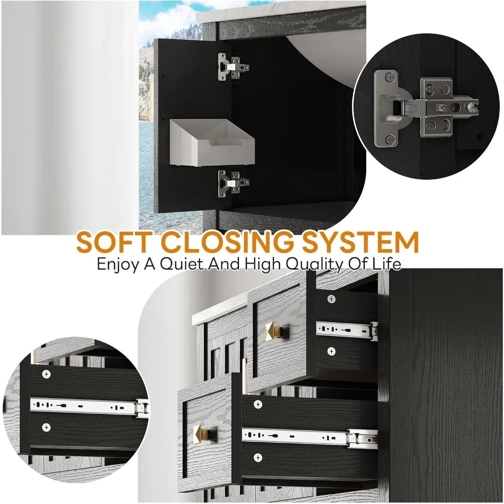 Farmhouse Style Bathroom Vanity With Sink Artificial Stone