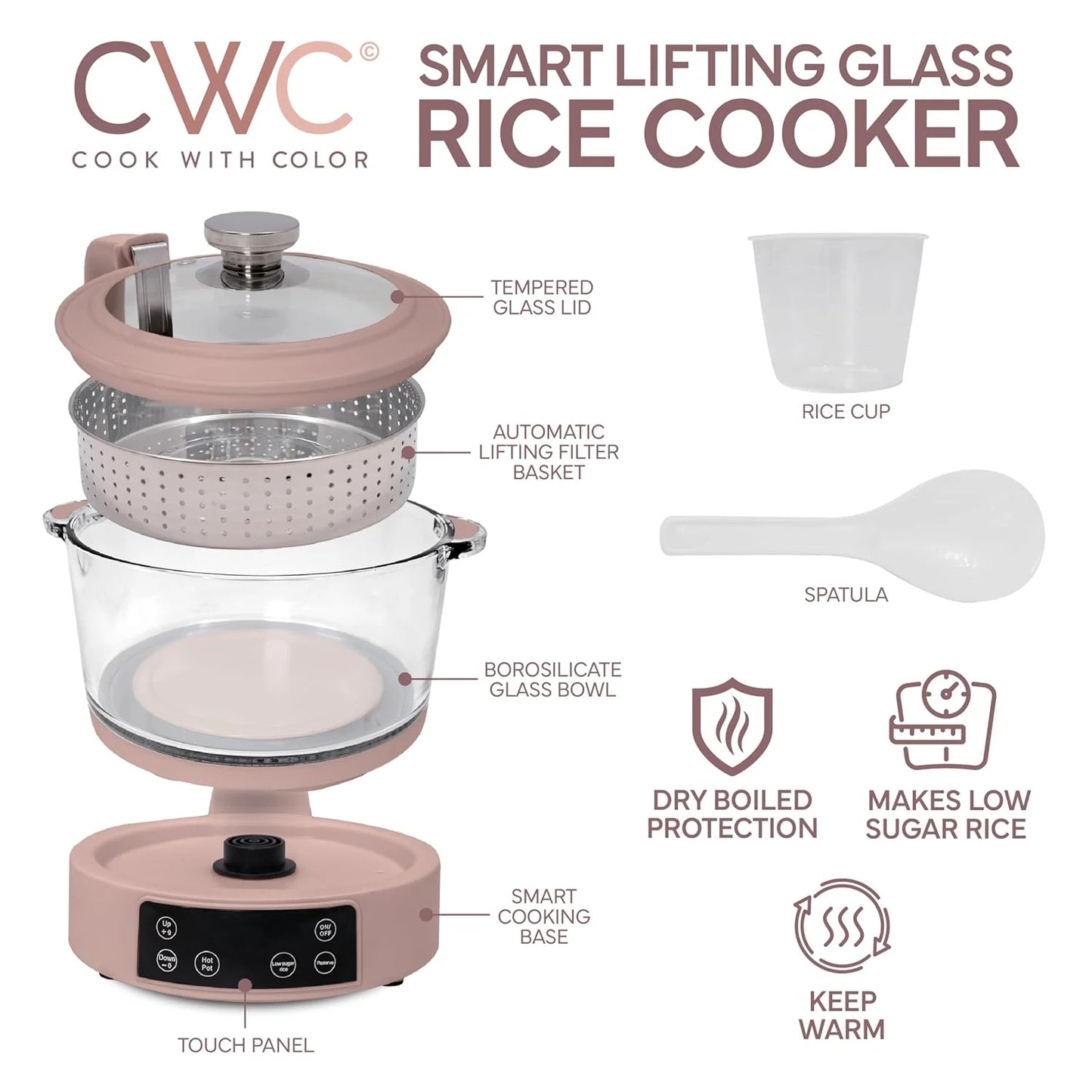 Yao Hui Huang Glass Low Carb Rice Cooker Healthier Starch