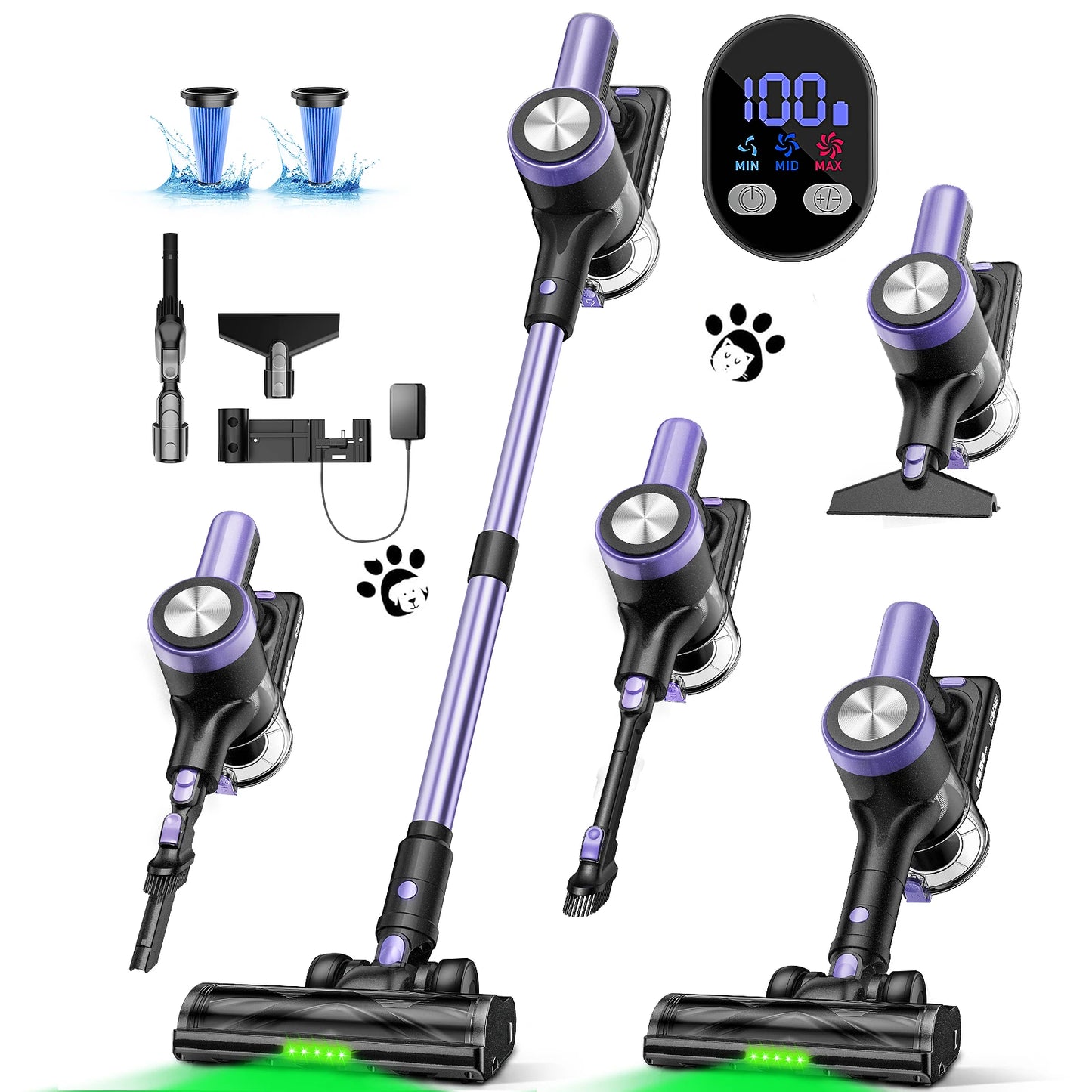 SUXIANGVACC 500W Cordless Vacuum Cleaner 55KPA With Smart Led Screen