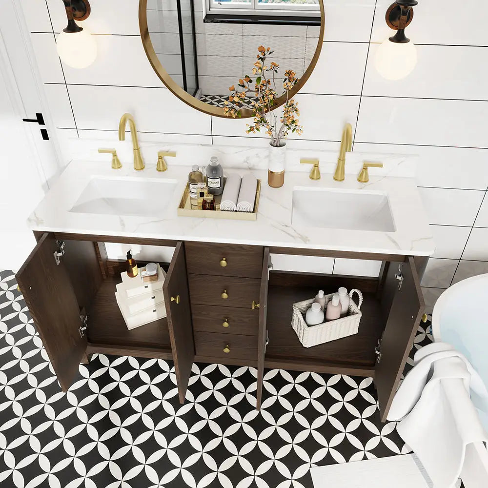 Modern Minimalist Wooden Bathroom Vanity Cabinet With Basin Sink