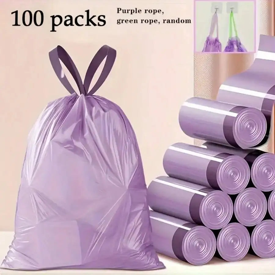 AEHOME 100 Pack Household Drawstring Trash Bags Flat Top