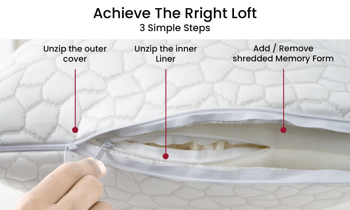 Shredded Memory Foam Pillows 2 Pack With Washable Covers