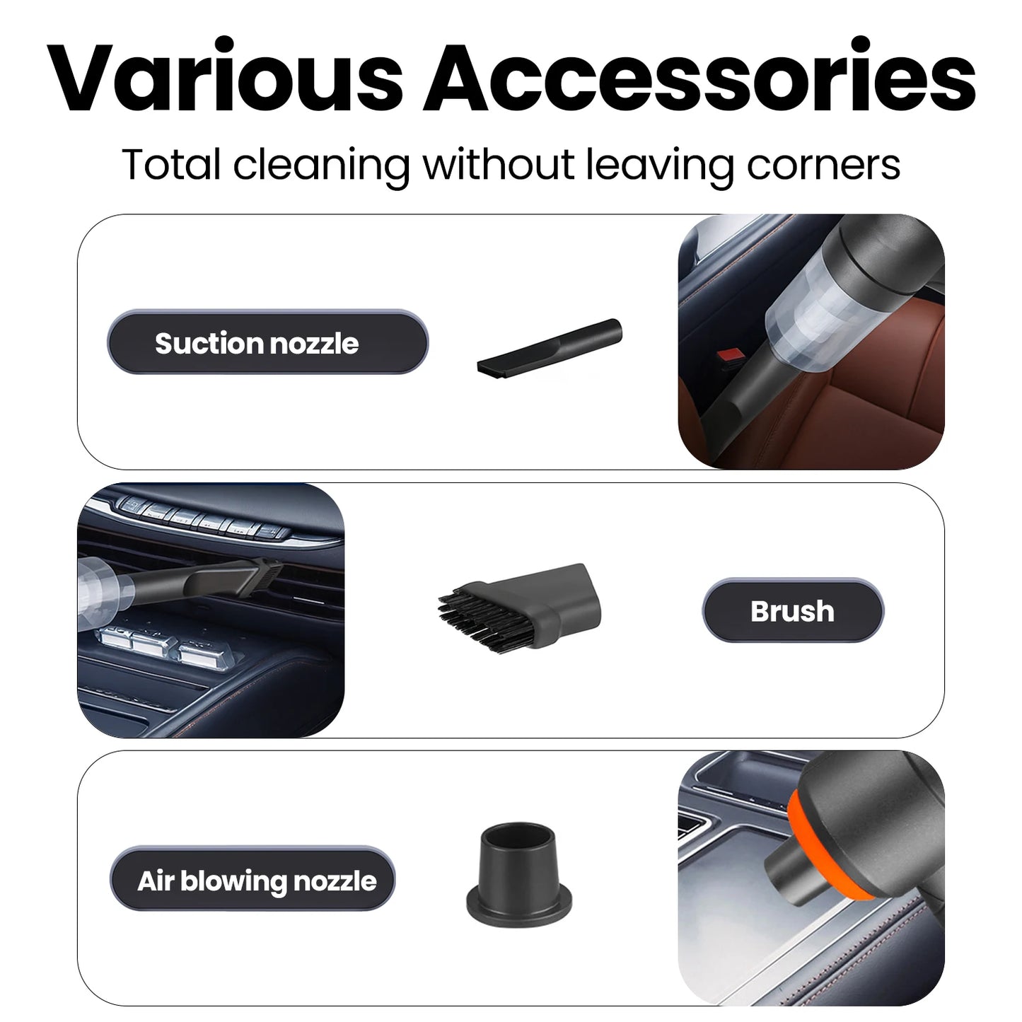 Cordless Handheld Car Vacuum Cleaner 120W Powerful Suction