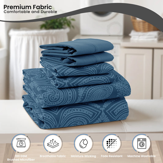 LDC Lux Decor Collection Paisley Microfiber Sheet Set