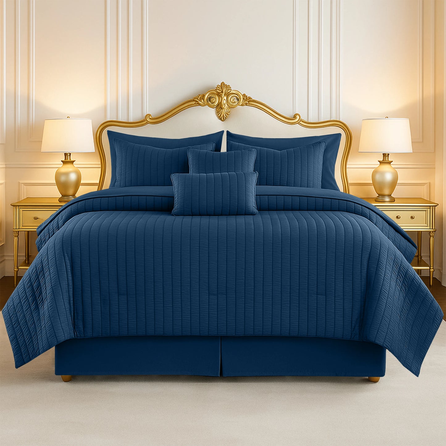 LDC Lux Decor Collection Seersucker Comforter Set With Sheets