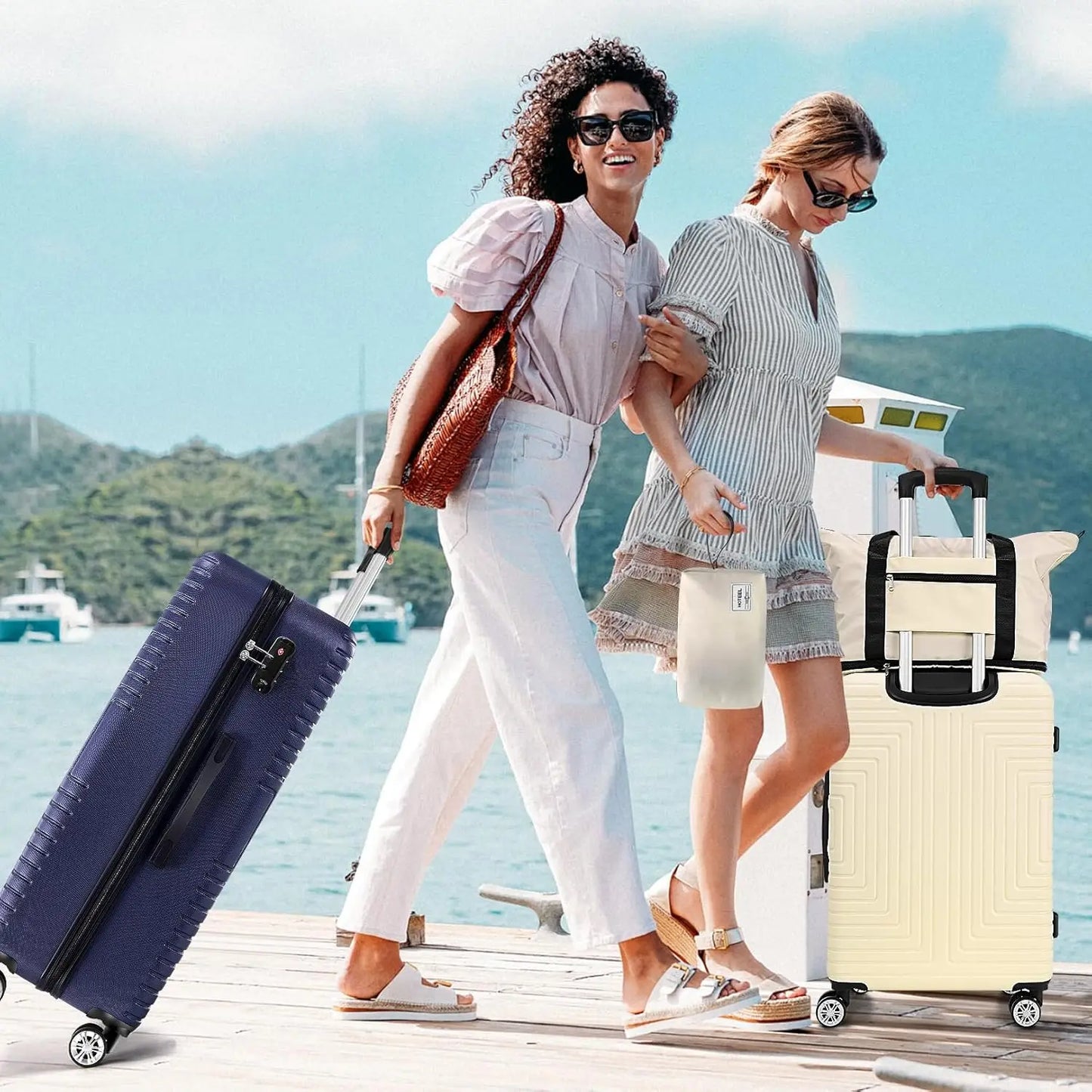 HOTEELCN 3 Piece ABS Luggage Set Spinner TSA Approved