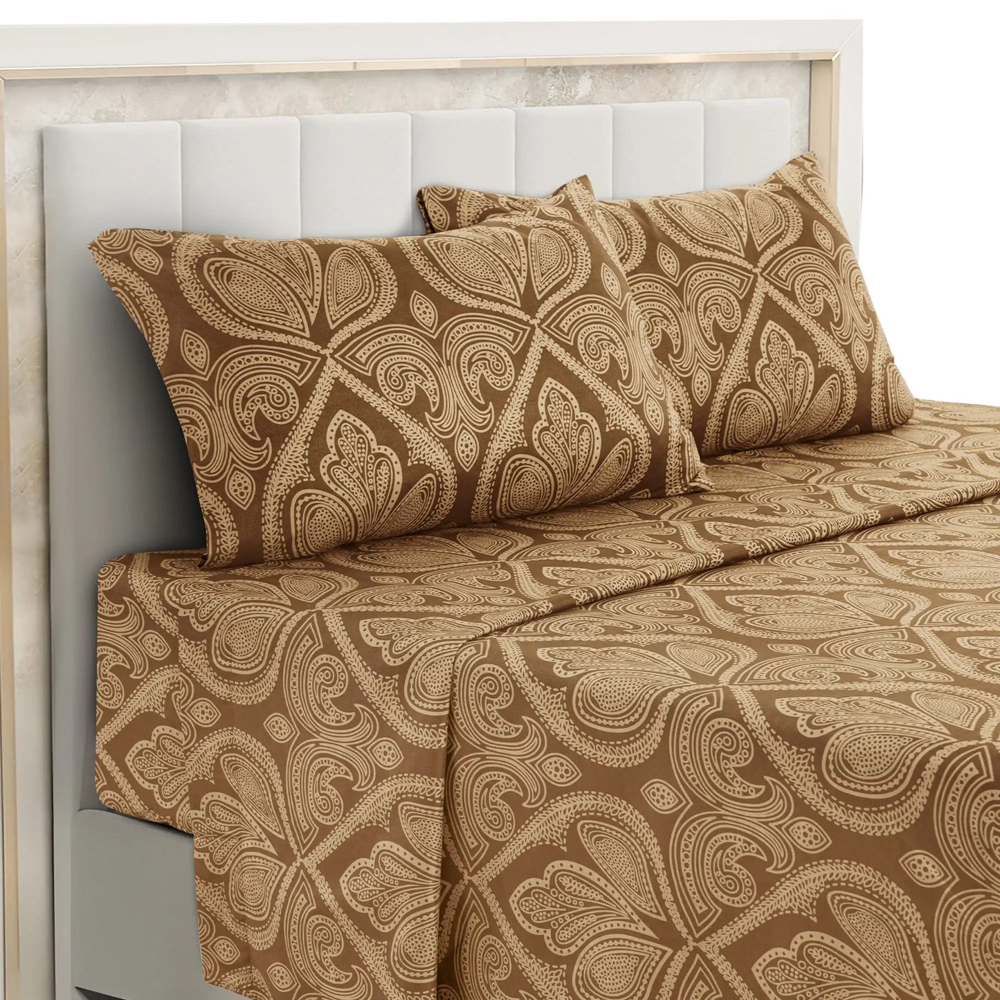 Lux Decor 4 Piece Paisley Bed Sheet Set Wrinkle Resistant Bedding