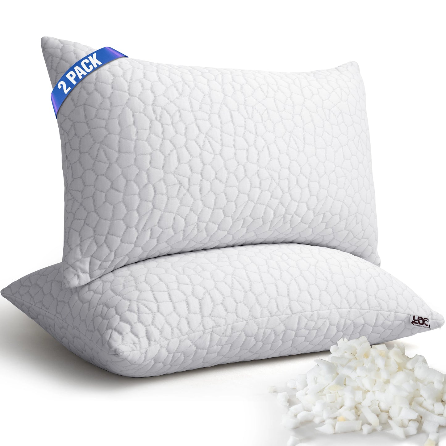 Shredded Memory Foam Pillows 2 Pack With Washable Covers