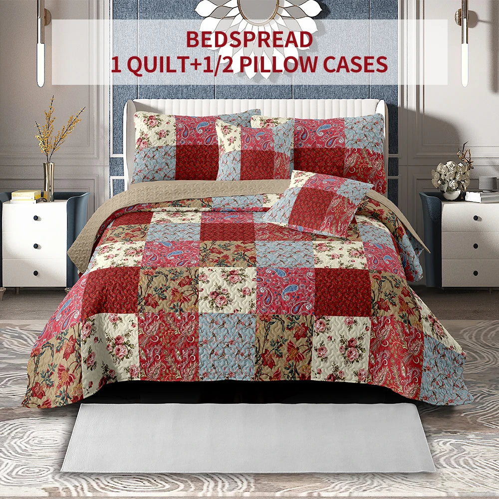Universal 4 Seasons Bed Cover Set Quilted Polyester Bedding