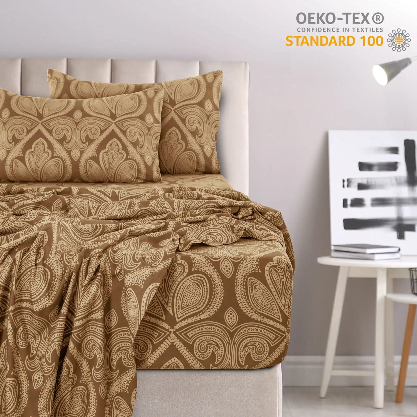 Lux Decor 4 Piece Paisley Bed Sheet Set Wrinkle Resistant Bedding